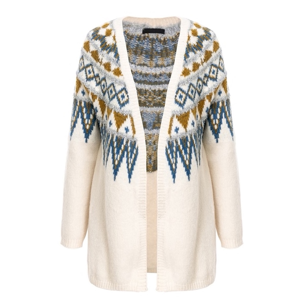 Tinsel Embellished Aztac Knit Open Cardigan - Picture 6 of 8